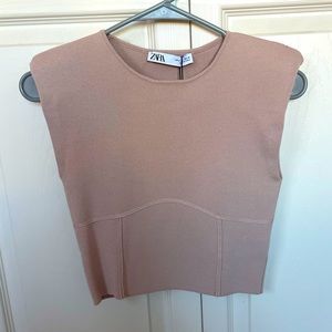 NWT Zara crop top with shoulder pads